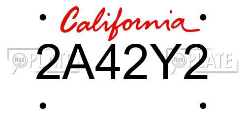 2A42Y2 California License Plate