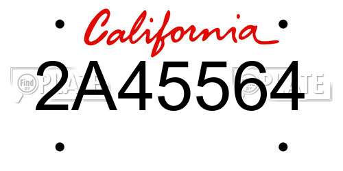 2A45564 California License Plate