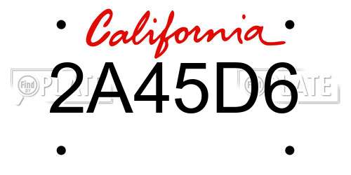 2A45D6 California License Plate