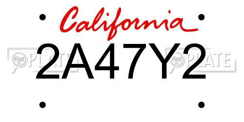 2A47Y2 California License Plate