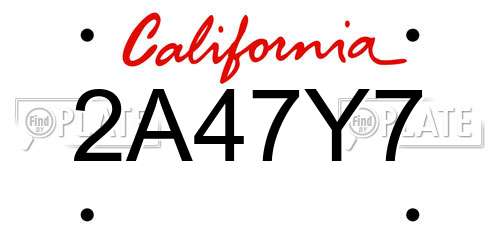 2A47Y7 California License Plate