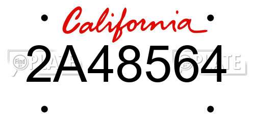 2A48564 California License Plate