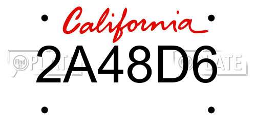 2A48D6 California License Plate