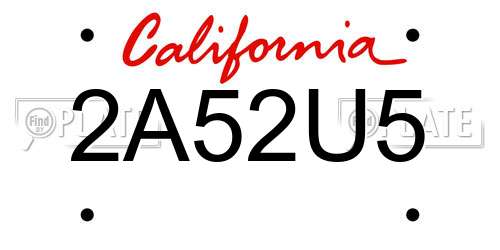 2A52U5 California License Plate