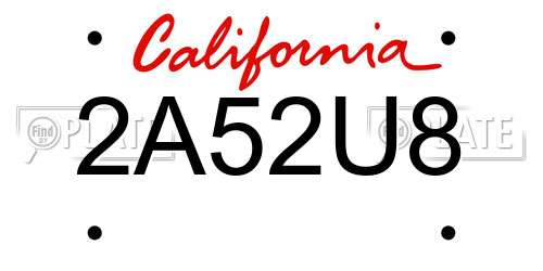 2A52U8 California License Plate