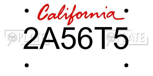 2A56T5 California License Plate
