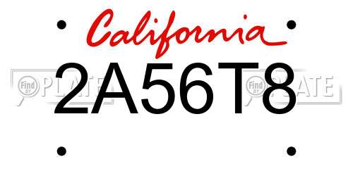 2A56T8 California License Plate