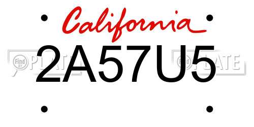 2A57U5 California License Plate