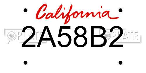 2A58B2 California License Plate