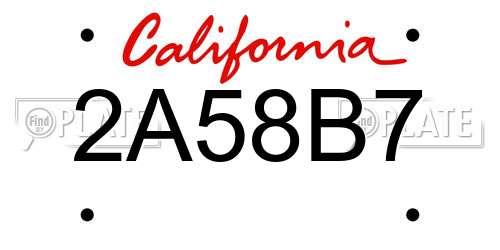 2A58B7 California License Plate