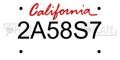 2A58S7 California License Plate