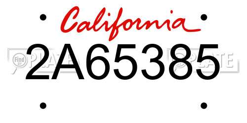 2A65385 California License Plate