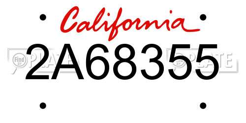 2A68355 California License Plate