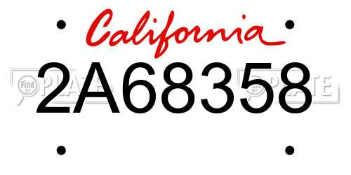 2A68358 California License Plate