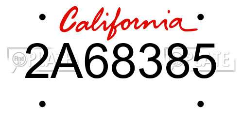 2A68385 California License Plate