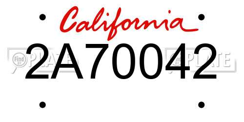 2A70042 California License Plate