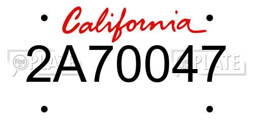 2A70047 California License Plate