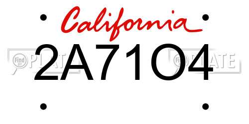 2A71O4 California License Plate