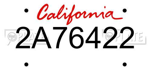2A76422 California License Plate