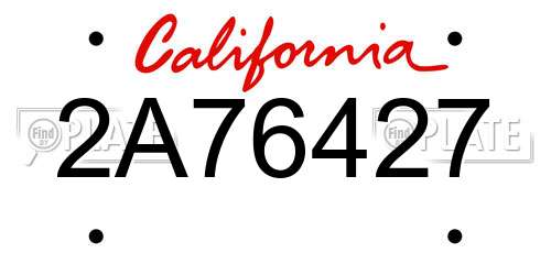 2A76427 California License Plate