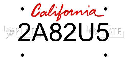 2A82U5 California License Plate