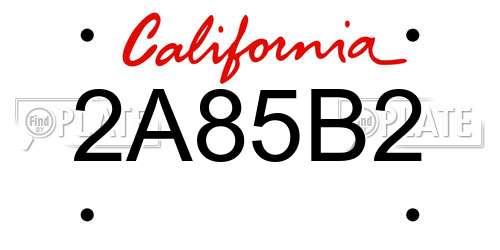 2A85B2 California License Plate