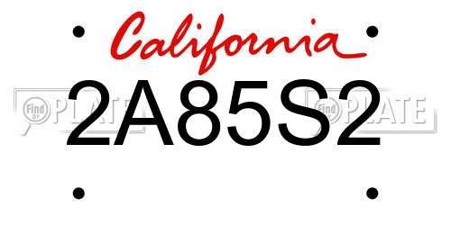 2A85S2 California License Plate