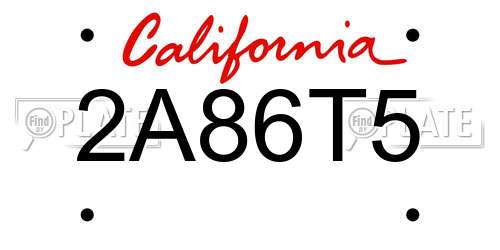 2A86T5 California License Plate
