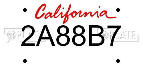2A88B7 California License Plate