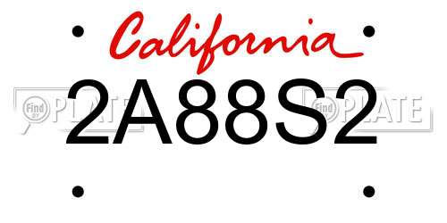 2A88S2 California License Plate