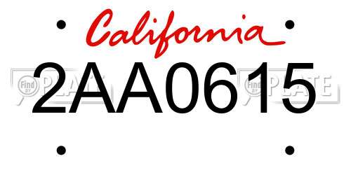 2AA0615 California License Plate