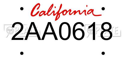 2AA0618 California License Plate