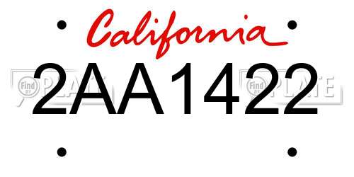 2AA1422 California License Plate