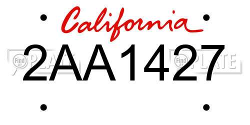 2AA1427 California License Plate