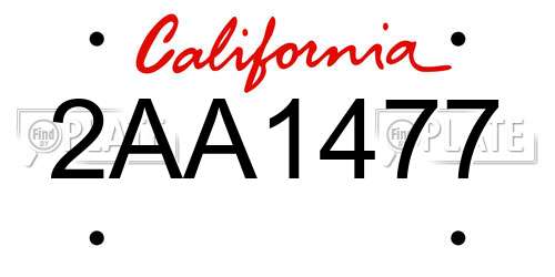 2AA1477 California License Plate