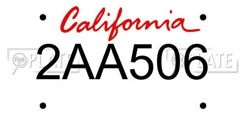 2AA506 California License Plate