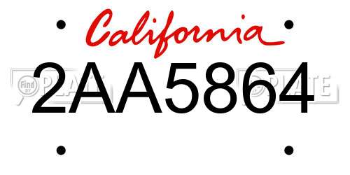 2AA5864 California License Plate
