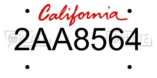 2AA8564 California License Plate