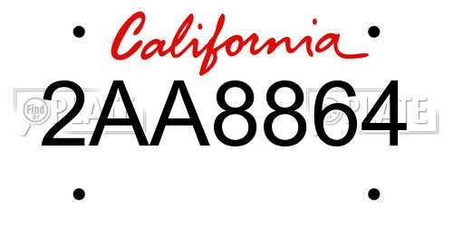 2AA8864 California License Plate