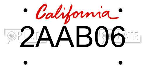 2AAB06 California License Plate