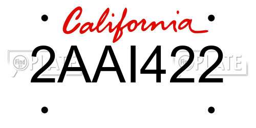 2AAI422 California License Plate