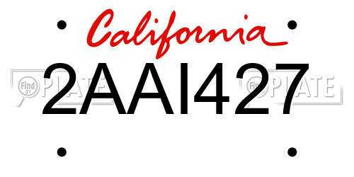 2AAI427 California License Plate