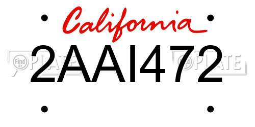 2AAI472 California License Plate