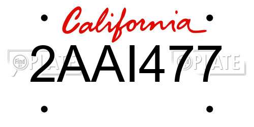 2AAI477 California License Plate