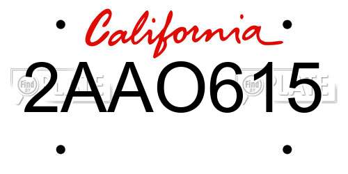 2AAO615 California License Plate