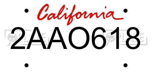 2AAO618 California License Plate