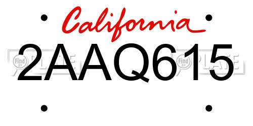 2AAQ615 California License Plate