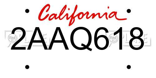 2AAQ618 California License Plate