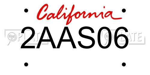 2AAS06 California License Plate