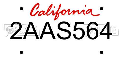 2AAS564 California License Plate